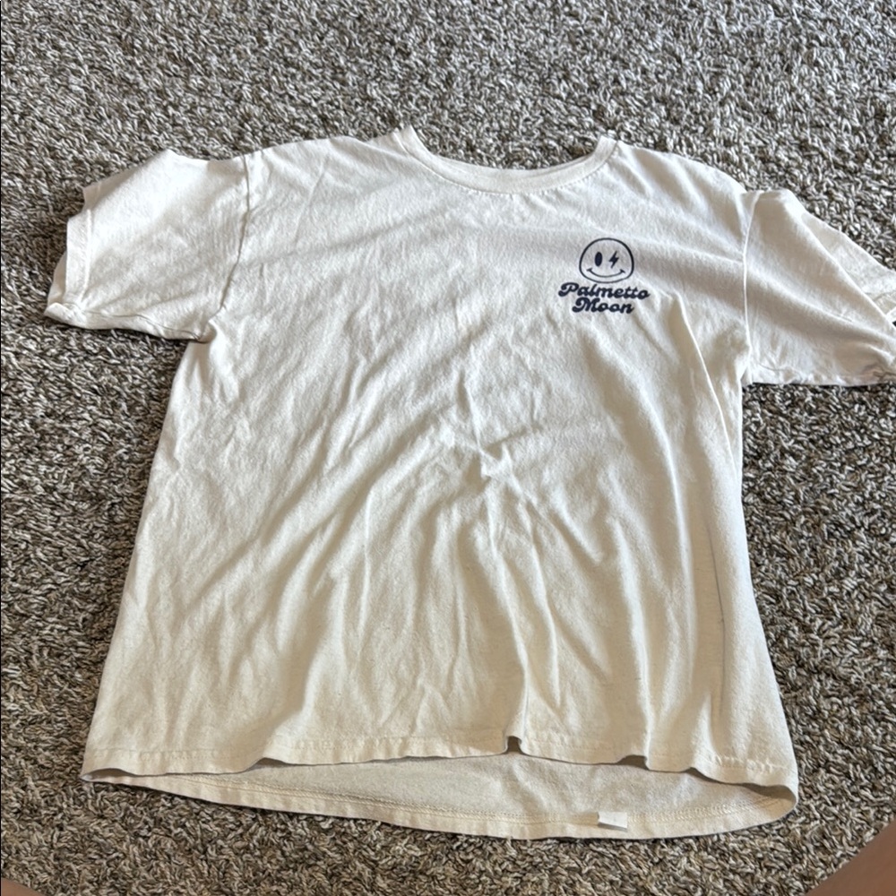 Cream Short Sleeve Tee Casual Cotton